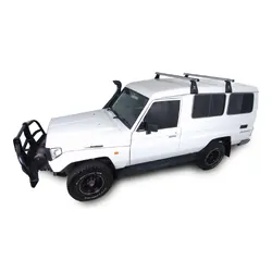 Rhino Rack Heavy Duty Rl210 Silver 2 Bar Roof Rack For Toyota Landcruiser 78 Series 2Dr 4Wd Troop Carrier 01/99 To 02/07