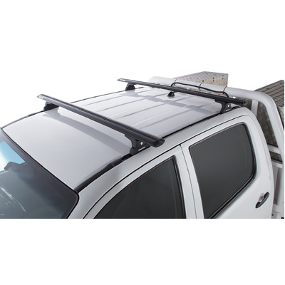 Rhino Rack Vortex Rlt600 Trackmount Black 2 Bar Roof Rack For Toyota Hilux Gen 7 4Dr Ute Dual Cab 04/05 To 09/15