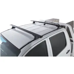 Rhino Rack Vortex Rlt600 Trackmount Black 2 Bar Roof Rack For Toyota Hilux Gen 7 4Dr Ute Dual Cab 04/05 To 09/15