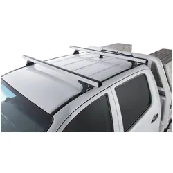 Rhino Rack Heavy Duty Rlt600 Trackmount Silver 2 Bar Roof Rack For Toyota Hilux Gen 7 4Dr Ute Dual Cab 04/05 To 09/15