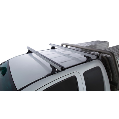 Rhino Rack Heavy Duty Rlt600 Trackmount Silver 2 Bar Roof Rack For Toyota Hilux Gen 7 2Dr Ute Extra Cab 04/05 To 09/15