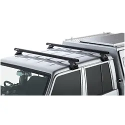 Rhino Rack Heavy Duty Rl110 Black 2 Bar Roof Rack For Toyota Landcruiser 79 Series 4Dr 4Wd Double Cab 03/07 On
