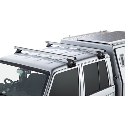 Rhino Rack Heavy Duty Rl110 Silver 2 Bar Roof Rack For Toyota Landcruiser 79 Series 4Dr 4Wd Double Cab 03/07 On