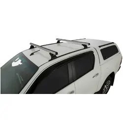 Rhino Rack Heavy Duty Rch Trackmount Silver 2 Bar Roof Rack For Toyota Hilux Gen 8 4Dr Ute Double Cab 10/15 On