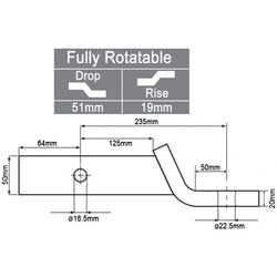 Loadmaster Tow Bar Tongue - 50mm 235mm Hole Length 51mm Drop 3500kg
