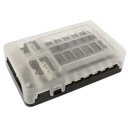 Fuse Block 12 Way Ats Fuse Negative Bus Bar & Red Led Fuse Blown Led On