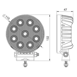 36W Led Round Work Lamp 36 X 1W Flood Beam 9-36V With 0.4M Lead Wire
