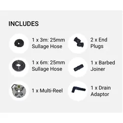 Flat Out Sullage Hose 9m 25mm On Narrow Multi-Reel Matte Black