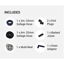 Flat Out Sullage Hose 9m 32mm On Original Multi-Reel Matte Black