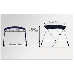 Oceansouth 3 Bow Bimini 1.5 - 1.7m Blue