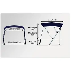 Oceansouth 3 Bow Whitewater Bimini 1.7 - 1.9m - Grey