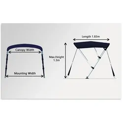 Oceansouth 3 Bow Bimini Stainless Steel 1.5 - 1.7m Grey