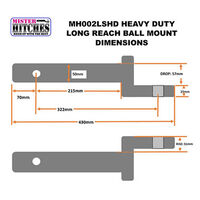 Ball Mount Heavy Duty 3650Kg 57mm Drop 31mm Rise, Long Solid Shank 322mm