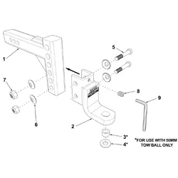 Ball Mount Raptor 4500Kg Adr Adjustable 63.5mm (2.5) Sq. Shank
