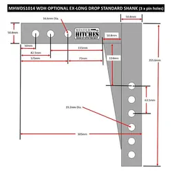 WDH Shank 10 Ex Long Shank 229mm Drop (Shank Only)