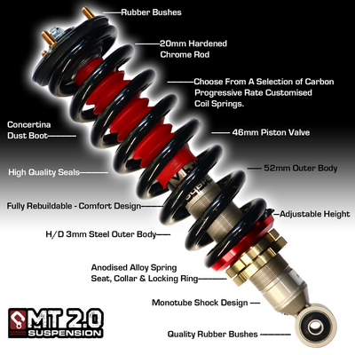 MT2.0 Holden Colorado 2012-2020 Front Adjustable Struts 2-3 Inch