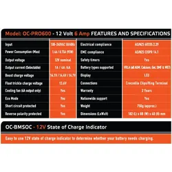 Oz Charge Pro Series 12 Volt / 6 Amp 9-Stage Battery Charger & Maintainer