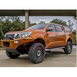 PSR Ambush Bar Nissan Navara NP300 Ambush Customer Painted Sheet Metal Hoop Bar, Pre-Runner infill (no lift), Standard Black Fairlead