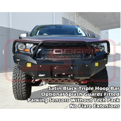 PSR Ambush Bar Ranger PX MK3 8/18-ON Ambush Customer Painted Triple Hoop Bar, Pre-Runner Infill (1" Body Lift), Slimline Black Fairlead, Tech, Kut Sna