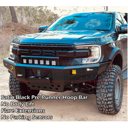 PSR Ambush Bar Ford Ranger Next Gen Ambush Customer Painted Pre-Runner Hoop Bar, Infill (1" Body Lift), Standard Black Fairlead, 6 Sensors, Camera, Fa