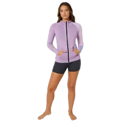 Jetpilot Cause Long Sleeve Ladies Hooded Rashie - Purple Size 16