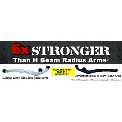 Superior Hybrid Superflex Radius Arms With Drop Box To Suit Nissan Patrol GQ/GU (Gen 2) 2-3 Inch (50-75mm) Castor Correction (Pair)3partpick