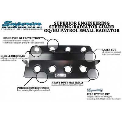 Superior Steering and Radiator Guard To Suit Nissan Patrol GQ/GU (Small Radiator) (Each)
