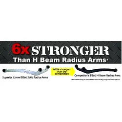 Superior Hyperflex Radius Arms With Drop Boxes Suitable For Nissan Patrol GQ/GU 4 Inch (100mm) Castor Correction (Pair) - HYPERARMDB4