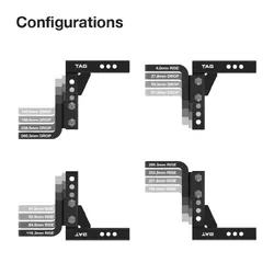 TAG Adjustable Heavy Duty Tow Ball Mount 90° Face, 50mm Square Hitch - 260mm Drop, 285mm Rise
