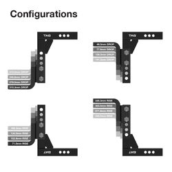 TAG Adjustable Heavy Duty Tow Ball Mount 90° Face, 50mm Square Hitch - 310mm Drop, 335mm Rise