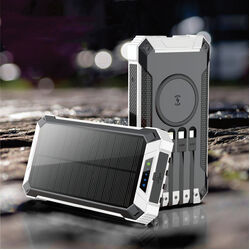 Uniden UPP200S 20000mAh Wireless Portable Solar Power Bank with Built-in Charging Cables