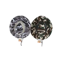 Wildtrak Hat Wide Brim Camo 4 Asst With Clips Neck Cord 37Cm Ac Cc0014