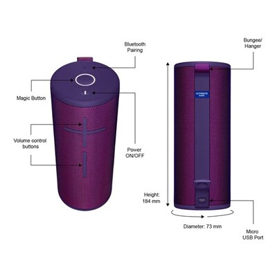 Ultimate Ears BOOM 3 Ultraviolet Purple Waterproof TWS Bluetooth Speaker
