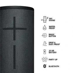 Ultimate Ears MEGABOOM 3 Night Black Waterproof TWS Bluetooth Speaker