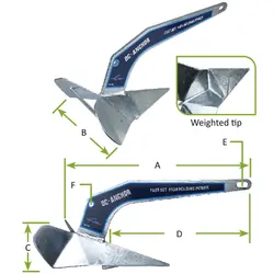 Dc Delta Style Galvanised Anchor 16Kg (35Lb)