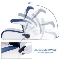 Kaiser High Back Recliner Captains Seat With Flip Up Armrests- Navy Blue/White