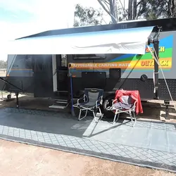 Affordable Camping Mats Annex Mat Crisscross Plain Centre Mid Grey/Black 6.0 x 2.4m