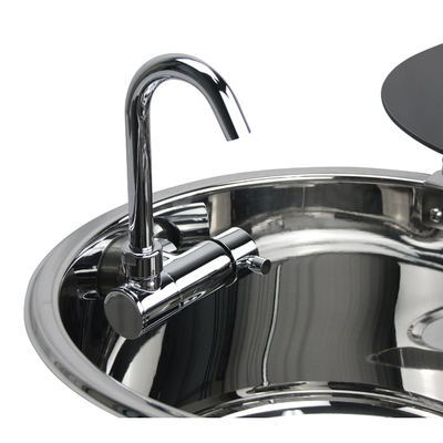 Sink Round With Lid And Tap 304 Stainless Steel (Cold Tap)