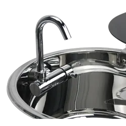 Sink Round With Lid And Tap 304 Stainless Steel (Cold Tap)