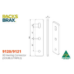 Racksbrax Xd Awning Connector (Suits Alu-Cab Shadow Awn And Quick Pitch Weathershade 20 Sec. ) (Double) - New