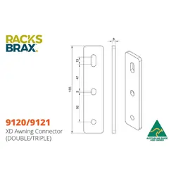 Racksbrax Xd Awning Connector (Suits Alu-Cab Shadow Awn And Quick Pitch Weathershade 20 Sec. ) (Triple) - New