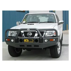 ECB Big Tube Bar w/Lights to Suit Nissan Patrol GU Y61 4.2LT Diesel 10/04-Onwards Silver Hammer Tone