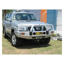 ECB Winch Compatible Big Tube Bar to Suit Nissan Patrol GU Y61 30.LT TD 10/04-Onwards Silver Hammer Tone