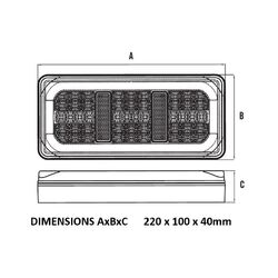 Roadvision LED Rear Combination Lamp 10-30V Stop/Tail/Ind/Ref Glowtech Tail 220x100x37mm