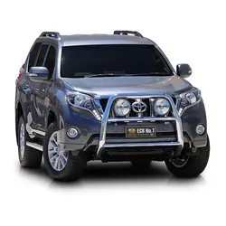ECB Big Tube Bar w/Lights to Suit Toyota Prado GX 11/17-On Black Ripple