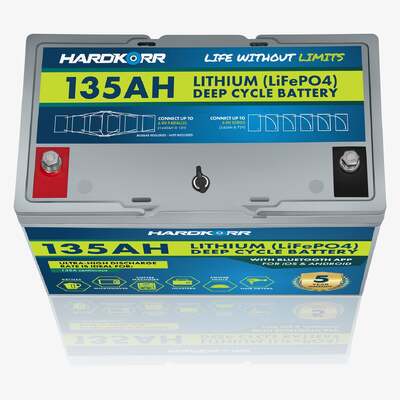 Hardkorr 135Ah Lithium (LiFePO4) Deep Cycle Battery w/Bluetooth