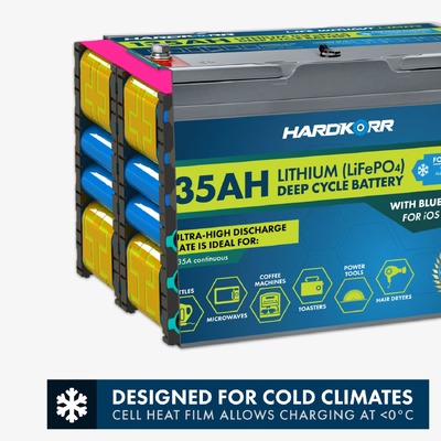 Hardkorr 135Ah Cold Climate Lithium (LiFePO4) Deep Cycle Battery w/Bluetooth