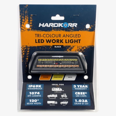 Hard Korr XDW Series Tri-Colour Angled LED Work Light - WHITE