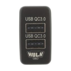 Hulk 4x4 Dual Usb Socket Qc3 Oe Rpl To Suit Early Toyota Green Led