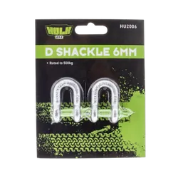 Hulk 4x4 Pkt 2 D Shackle 6Mm Rated To 500Kg Galvanised Drop Forged